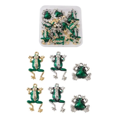 18pcs Green Frog Alloy Enamel Metal Pendants Cute Animal Dangle Charms 22~34mm - Image 1 of 4