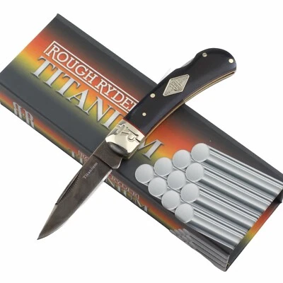 Navaja de bolsillo Rough Rider con mango de hueso negro con bloqueo de titanio RR1773 Foto 1 de 4