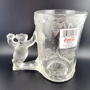 Vintage 1998 Coca-Cola Mug Frosted Clear Glass w Polar Bear Drinking Coke - Picture 1 of 7