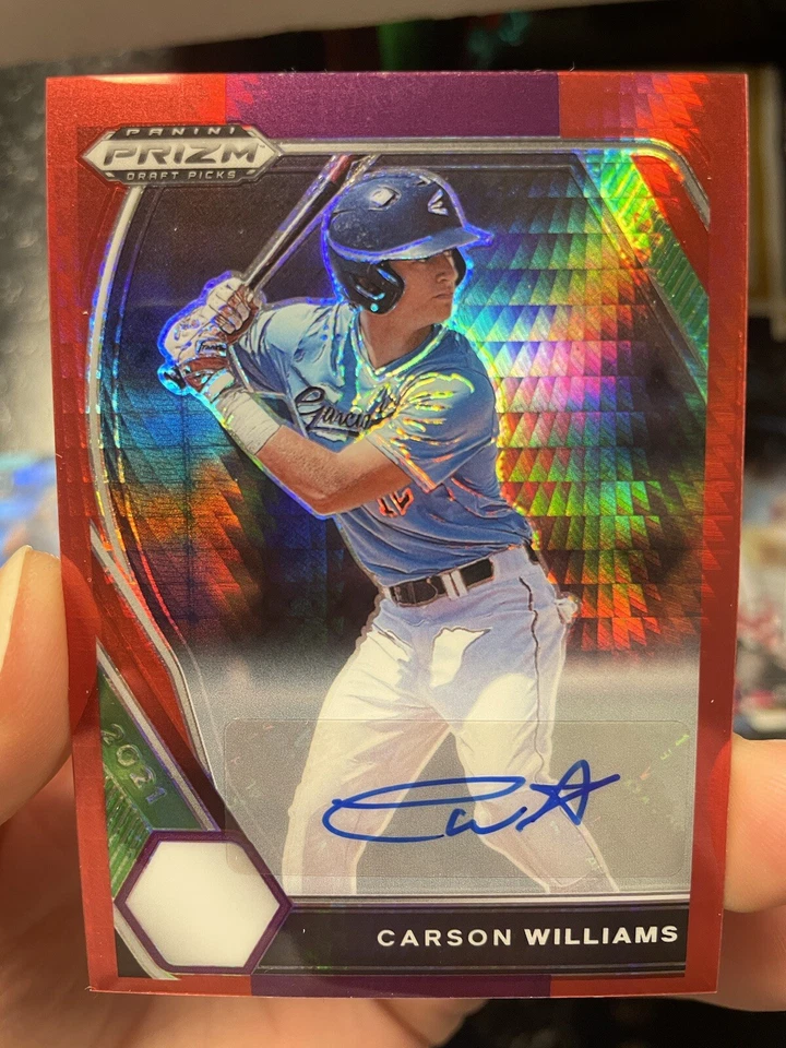 2021 Panini Draft Picks Carson Williams Red & Purple HYPER PRIZM Rookie Auto 🔥 - Image 1 of 2