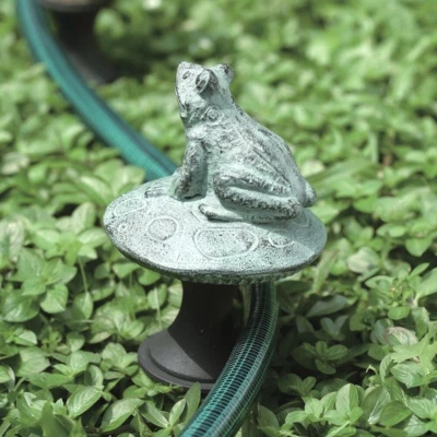 Guia protetor de mangueira sapo em cogumelo Verdi verde jardim metal planta estaca SPI 33146 - Imagem 1 de 2