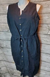 Vestido camisero Old Navy para mujer sin mangas con botones negro algodón talla 2X - Imagen 1 de 8