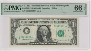 Fr 1900-C NONMULE 1963 $1 FRN C03216333A bp448 PMG 66EPQ GEM CU Philadelphia - Picture 1 of 2