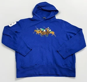 Polo Ralph Lauren Triple Pony Hoodie Herren L Fleece 3 Patch bestickt blau - Bild 1 von 7
