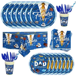 161pcs Happy Father’s Day Tableware Set, I Love You Dad Dinnerware for Father... - Picture 1 of 7