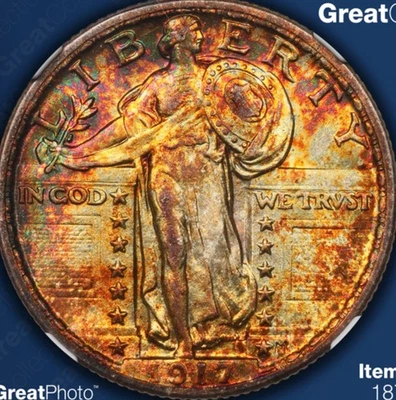 1917 Standing Liberty 25c Type 2 NGC MS61 FH STAR ⭐️ Most Beautiful SLQ ever Wow - Image 1 of 4