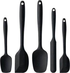 Silikon Spatel Set 5 Stück Hitzebeständig Backen Kochen Antihaft BPA-frei Schwarz - Bild 1 von 7