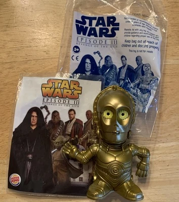Burger King Kids Meal Toy Star Wars Episode III Revenge C-3PO 2005 Open Bag - Image 1 of 4
