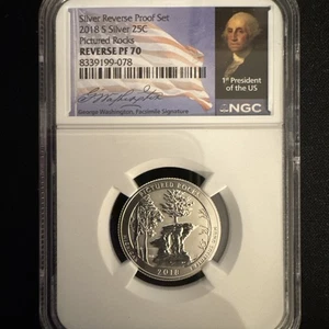 2018 S Silver Pictured Rocks NP Quarter Reverse Proof PF70 NGC Washington Label - Bild 1 von 3