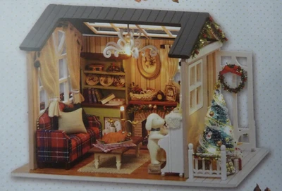 CuteBee Holiday Times DIY Miniature Dolls House Kit Christmas Scene LED light - Image 1 of 4