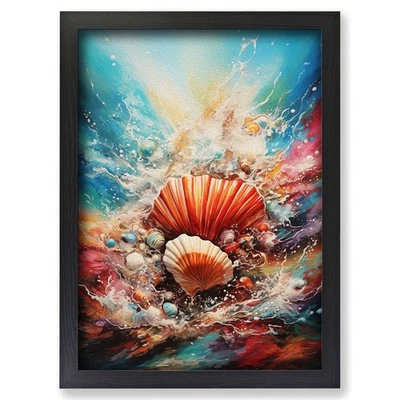 Framed Seashell Action Art Wall Art Canvas Print Poster Picture, Home Decor - Image 1 of 4
