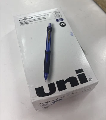 12 Pack Uni-Ball 42071 Bold 1 mm Power Tank Retractable Ballpoint Pens Blue Ink