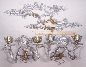 Pair ROCOCO Louis XV Brass 2 Arm Sconces for Restoration - Picture 1 of 11