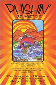 Póster de concierto regional original de Ventura Mountain View y Shoreline de PHISH 1997 - Imagen 1 de 1