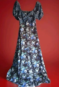 Maxi abito donna Lipsy Alana blu floreale gonna svasata UK10 nuovo con etichette - Foto 1 di 11
