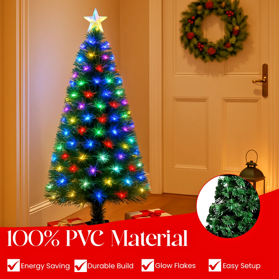 Pre Lit Fiber Optic Christmas Tree Color Changing LED Lights with Star Top Green - Image 1 of 1