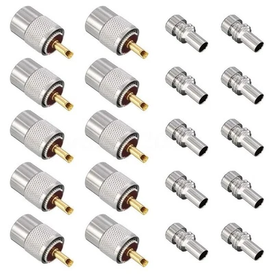 10 Pack UHF/PL-259 Solder Connector Plug with Reducer for RG8X, RG8, RG59,6088 - Image 1 of 4