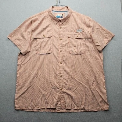 Camisa Magellan Outdoors Hombre Talla 3XL Naranja Blanco Cuadros Manga Corta Abotonada Foto 1 de 4