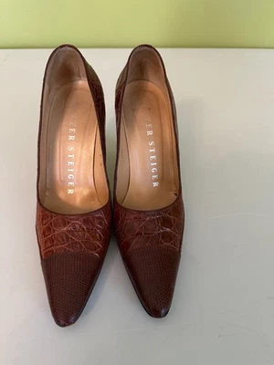 Beautiful Walter Steiger Brown Crocodile Heels SZ 7B - Image 1 of 4