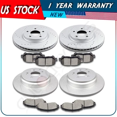 Front Rear Brake Rotors & Ceramic Pads For 2011 2012 2013 2014 Honda Odyssey - Image 1 of 4