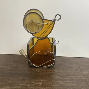 Vintage MCM Handcrafted Stained Glass Mouse Pencil Pen Holder Desk Organizer - Picture 1 of 5