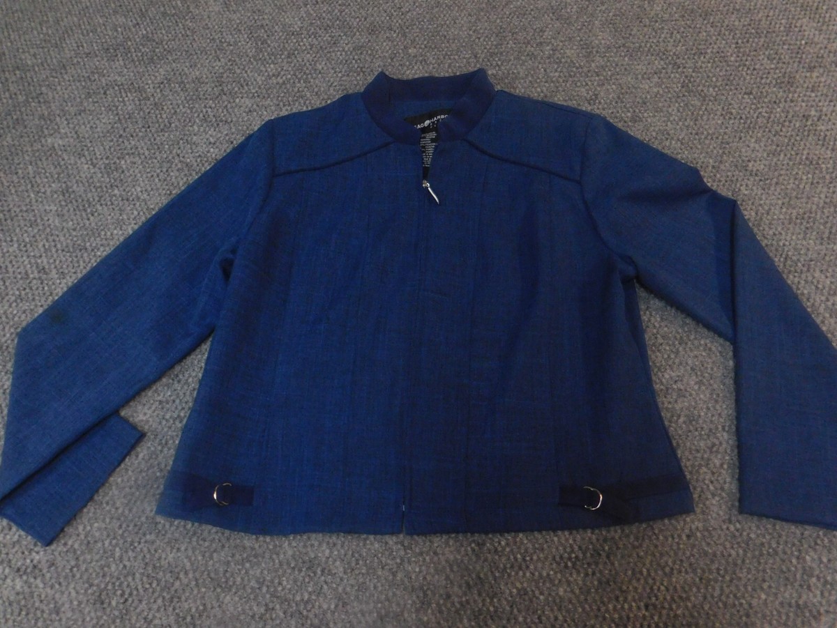 ジャケット・アウター SAG HARBOR 90's blue tailored jacket Vintage Sag Harbor Blazer Navy Blue Lined Jacket 18 Office