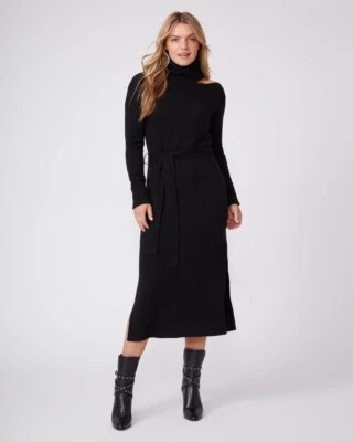 Nuevo Vestido PAIGE Raundi Corte Cuello Alto Midi Mezcla Lana En Negro Talla S $299 Foto 1 de 4