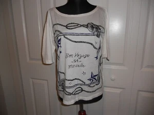 NUEVA CON ETIQUETAS CAMISETA J CREW BON VOYAGE TEMA NÁUTICO TALLA PEQUEÑA - Imagen 1 de 8