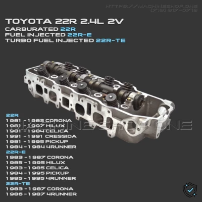 22R 22R-E 22R-TE 1981-1997 Toyota Pickup 4Runner culata - REQUERIDO INTERCAMBIO DE NÚCLEOS Foto 1 de 4