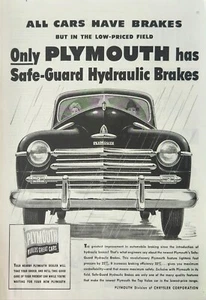 1947 Plymouth Car Vintage Ad All cars have brakes safe guard - Bild 1 von 1