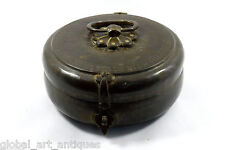 19c Antique Indian Beautiful Handcrafted Old Brass Chapatti/Bread Box. G66-85 US