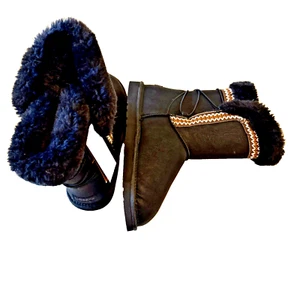 Lamo Alma Boots Black Waxed Faux-fur Lined Winter Size 10 NEW - Picture 1 of 6