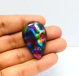 54.00 Cts Labradorite Gemstone Pear Cabochon Dyed Gemstone Jewellery 23x37x7 mm - Picture 1 of 8