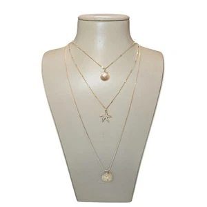 Tommy Bahama Long Shellman Triple Layer Necklace Gold Tone NWT - Picture 1 of 5