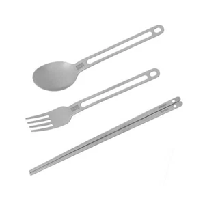 Juego de cubiertos de acero inoxidable KINOX STS316 para camping (cuchara, tenedor, palillos) - Imagen 1 de 9