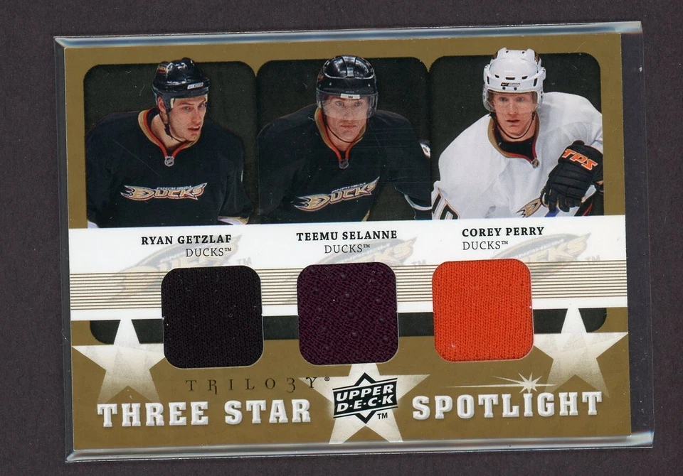2008-09 UD Trilogy Three Star Spotlights Ryan Getzlaf/Teemu Selanne/Corey Perry - Image 1 of 1