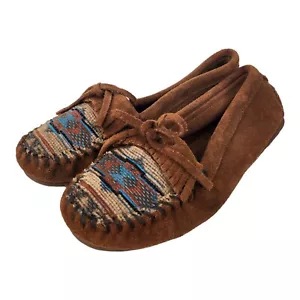 Minnetonka El Paso Moc II Aztec Print Moccasin Flats Women's Size 6.5 - Picture 1 of 8
