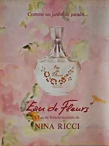 PUBLICITÉ DE PRESSE 1980 EAU DE TOILETTE DE NINA RICCI EAU DE FLEURS - Foto 1 di 1