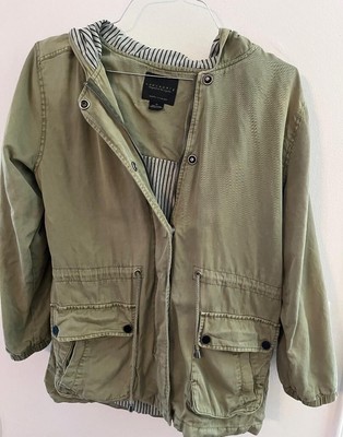 WOMENS MEDIUM SANCTUARY OLIVE GREEN ZIP/SNAP/...