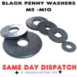 Stainless Steel BLACK Penny Washers Mudguard Repair Washer - Picture 1 of 8