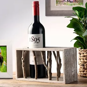 Portabotellas de vino rústico madera de abedul estante individual botella de vino decoración de regalo para bar - Imagen 1 de 10