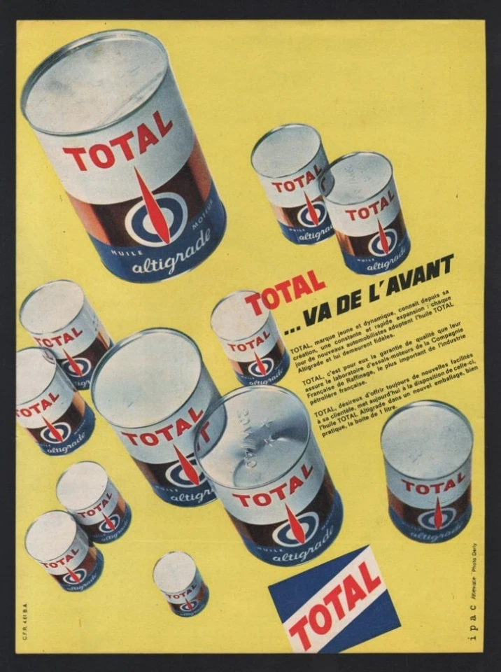 publicite  1962 Automobile station TOTAL logo huile altigrade voiture - Photo 1/1