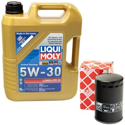 Motoröl Set 5W-30 5 Liter + Ölfilter 22550 für Audi 80 100 Seat Skoda VW Golf VI - Bild 1 von 4