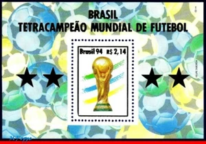 2524 BRAZIL 1994 WORLD CUP CHAMPION, BRAZIL CHAMPION MI# B96 FOOTBALL SOCCER MNH - Picture 1 of 2