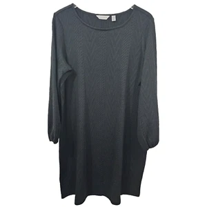 Susan Graver Cable Sweater Knit Bateau Neck Dress Black Women's Petite Plus 1XP - Picture 1 of 12