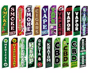 Smoke Shop Swooper Feather Flags Vape Advertising Banners for Dispensary Display - Picture 1 of 24
