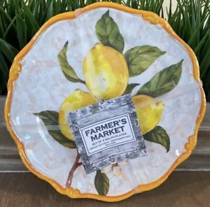 Lemon Melamine Salad Plates Set Of 4 By Farmer’s Market Size 9 in - Picture 1 of 3