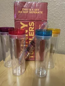 STRATA CUPS SKINNY TUMBLERS (4 Pack) 16Oz Acrylic Tumblers - Picture 1 of 1