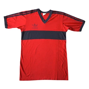 Vintage Adidas Shirt Mens Large Red Blue Trefoil Made In USA 80s Tennis Track - Picture 1 of 10