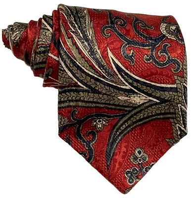 Corbata roja de diseñador Hugo Boss cachemir 100 % seda para hombre 56" x 3,5" Foto 1 de 3